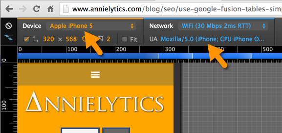 mobile user agent in Chrome Mobile Emulation tools - Chrome Developer Tools