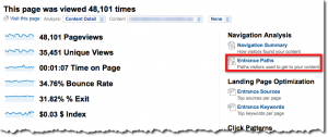 Entrance Paths report in Google Analytics
