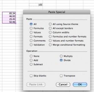 doing math on the fly in Excel