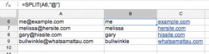 SPLIT function in Google Docs