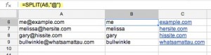 SPLIT function in Google Docs