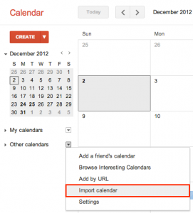 import a calendar into GCal