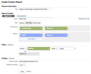 flat table in Google Analytics custom report
