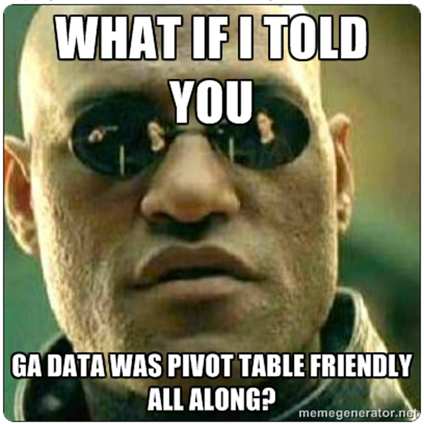 make Google Analytics custom reports pivot table friendly