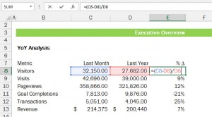 how to calculate percent delta in Excel