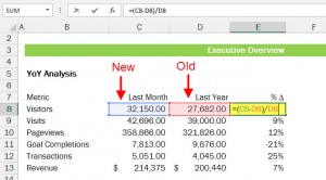 how to calculate percent delta in Excel