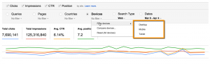 Google Webmaster Tools device filter