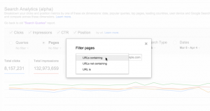 Google Webmaster Tools Search Analytics report's new page filter