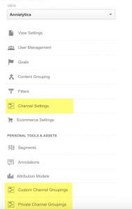 Google Analytics channel grouping settings