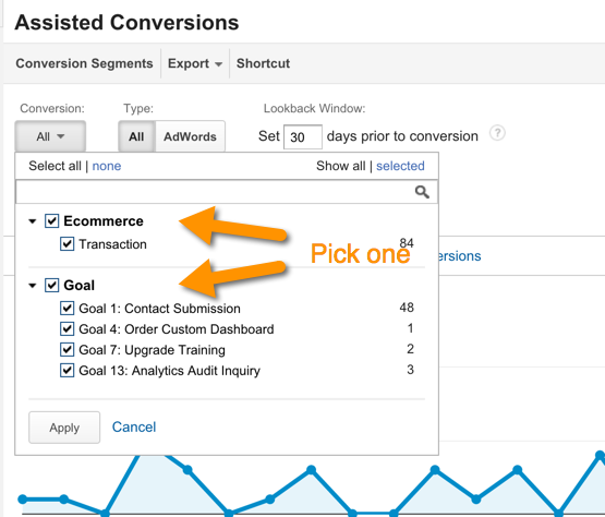 conversion type in Multi-Channel Funnels reports
