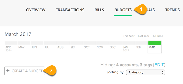 create budgets in Mint budget app