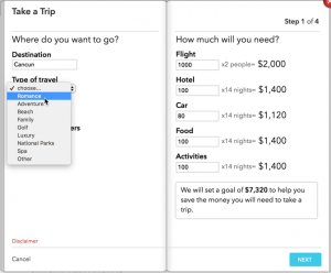 save for a trip in Mint