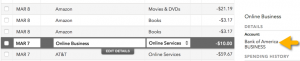 transaction accounts Mint budget website