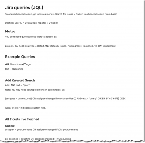 JQL queries for Jira dashboards