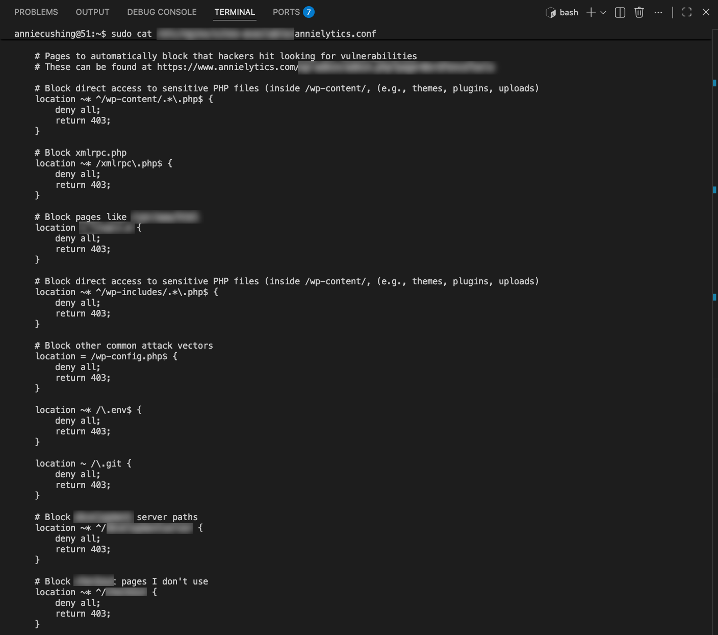 Analyzed common attack paths and set up server-level blocking